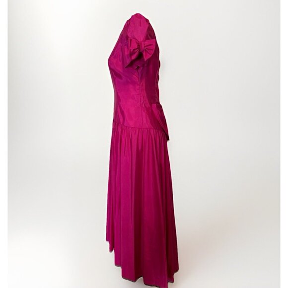VTG Alfred Angelo Dress Small 80s Hot Pink Satin Bridesmaid Prom USA Union Made - Picture 7 of 16